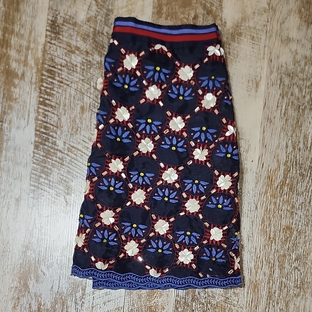 Anthropologie Floral Embroidered Skirt - Picture 8 of 9